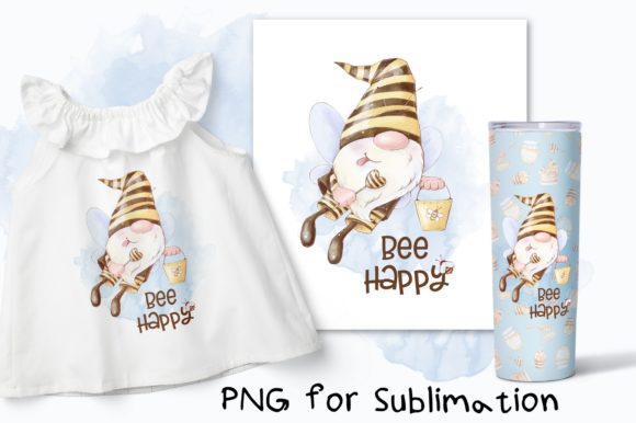 Bee Happy Gnome Sublimation for Crafts