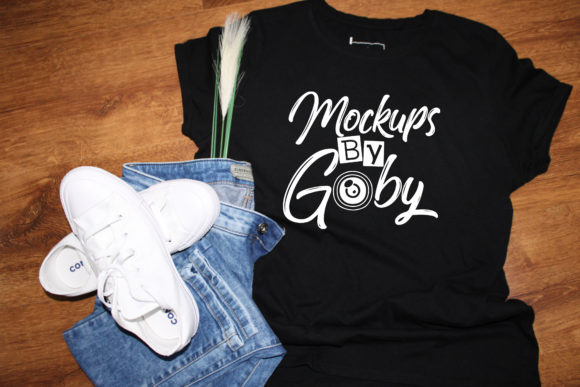 Black Shirt Mock Ups, Jeans, Snikers for T-Shirts