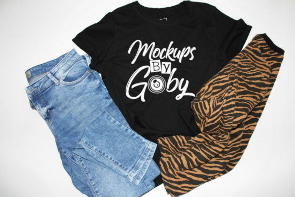 Black T-Shirt Mockups: Flat Lays for T-Shirts