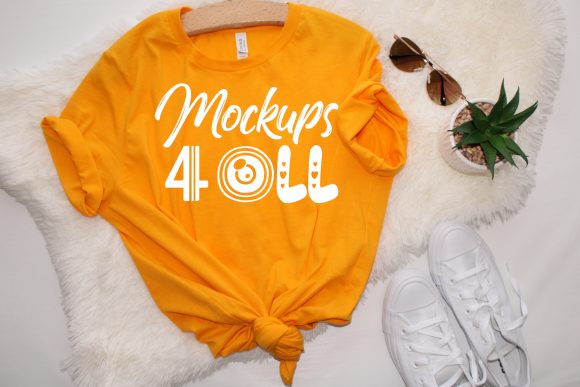 Gold Bella Canvas 3001 T-Shirts Mockups Review