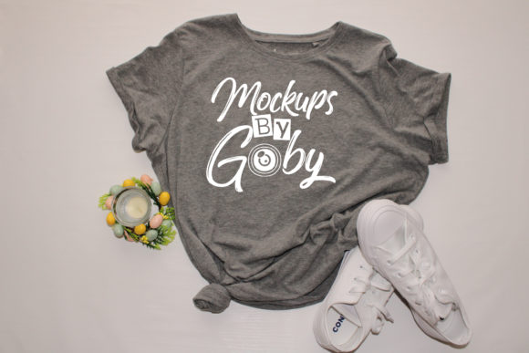 Gray T-shirt Mockups: Snickers Styled for T-Shirts