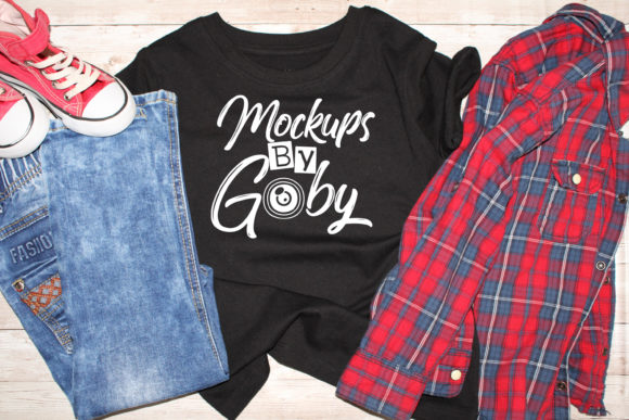 Kids Black Shirt Mockup: Essential T-Shirts Asset
