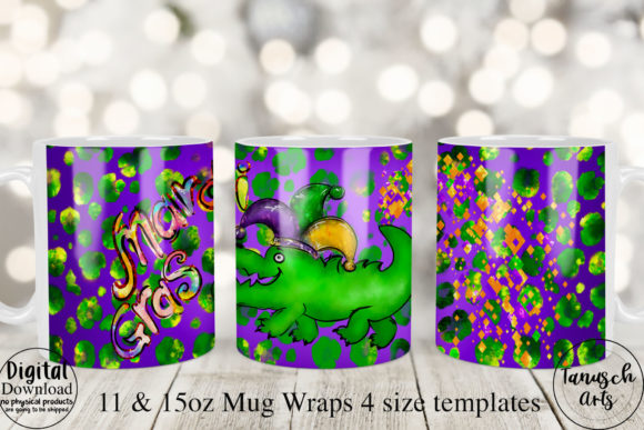 Mardi Gras Crocodile MUG Sublimation for Crafts