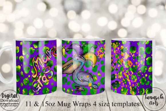 Mardi Gras Pelican Mug Wrap Sublimation for Crafts