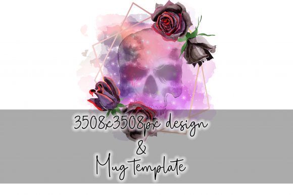 Pink Galaxy Skull Rose Frame: Bold Print Templates