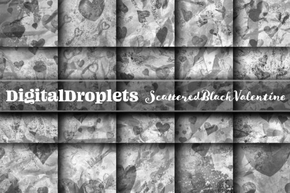 Scattered Black Valentine Backgrounds for Crafters
