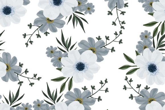 Seamless Pattern of White Floral: Elegant Patterns for Design