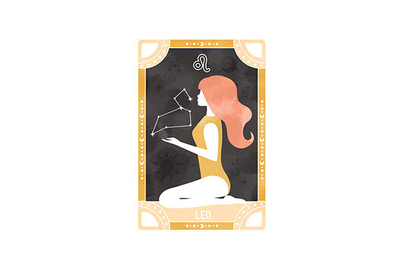 Watercolor Leo Zodiac Sign for Birthday Branding