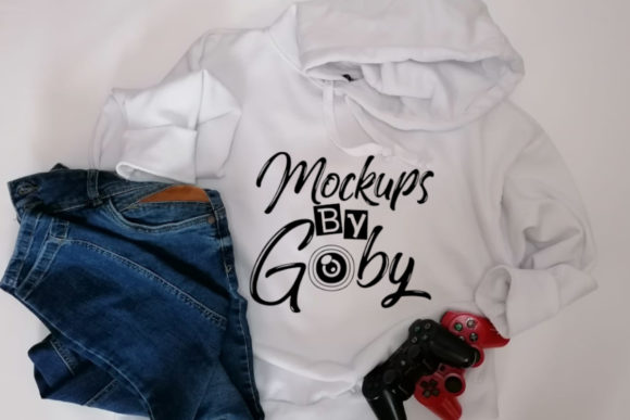 White Hoodie Mockups: Game Controllers for T-Shirts